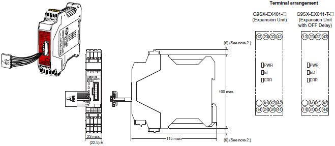 D40A / G9SX-NS Dimensions 5 