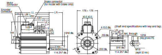 R88M-K, R88D-KN[]-ML2 Dimensions 56 