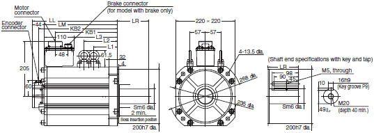 R88M-K, R88D-KN[]-ML2 Dimensions 58 
