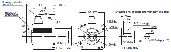 R88M-K, R88D-KN[]-ML2 Dimensions 82 