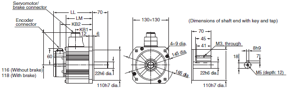 R88M-K, R88D-KN[]-ML2 Dimensions 92 