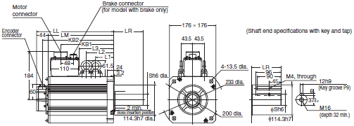 R88M-K, R88D-KN[]-ML2 Dimensions 100 