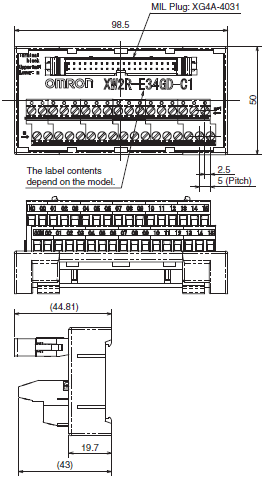 XW2R (PLCs) Dimensions 28 