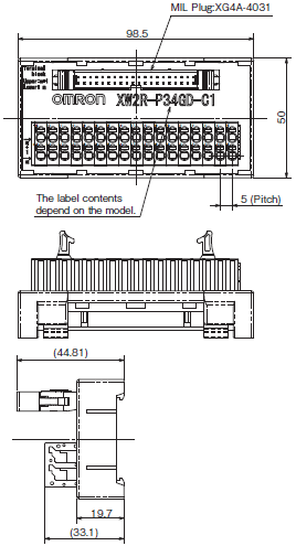 XW2R (PLCs) Dimensions 34 