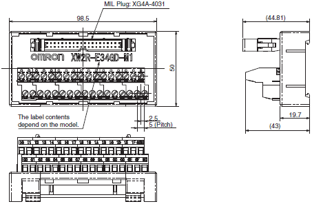 XW2R (PLCs) Dimensions 62 