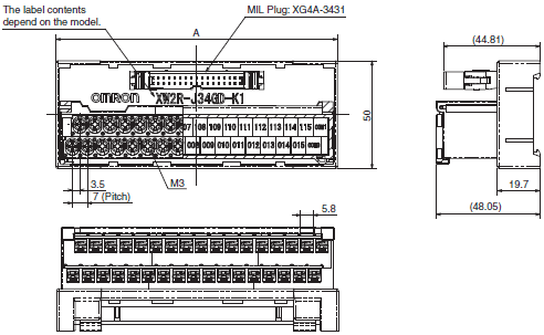 XW2R (PLCs) Dimensions 82 