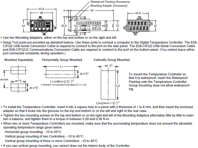 E5GC Dimensions 3 