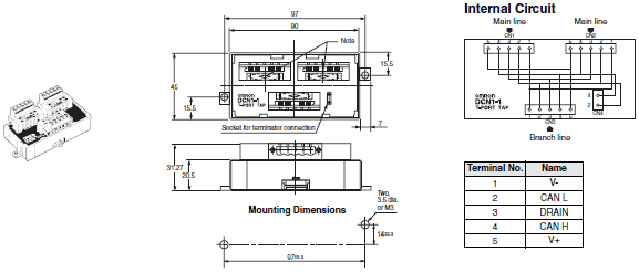 DeviceNet Peripheral Devices Dimensions 5 