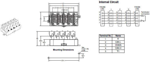 DeviceNet Peripheral Devices Dimensions 6 
