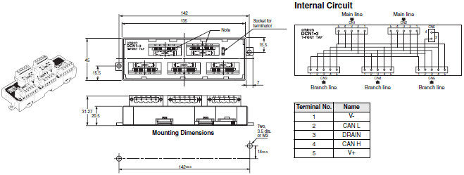 DeviceNet Peripheral Devices Dimensions 7 